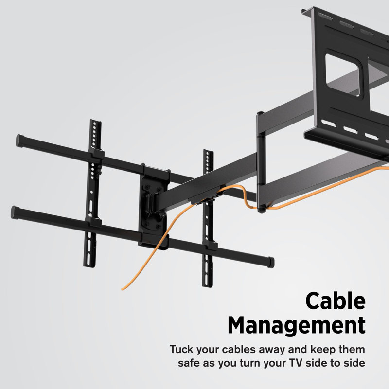 Black Full-Motion Articulating TV Wall Mount with Long Arm