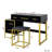 Black Dresser Table Desk with Mirror Makeup Vanities with 4 Drawers 29.53"H x 17.72"D x 39.37"W-917577099