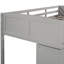 Lit mezzanine simple gris avec une armoire et une tablette efficaces. Fabriqué en bois massif. Économisez de l'espace et restez organisé. Barrière de sécurité complète pour. Pas de sommier requis. Espaces de rangement spacieux. Bois massif