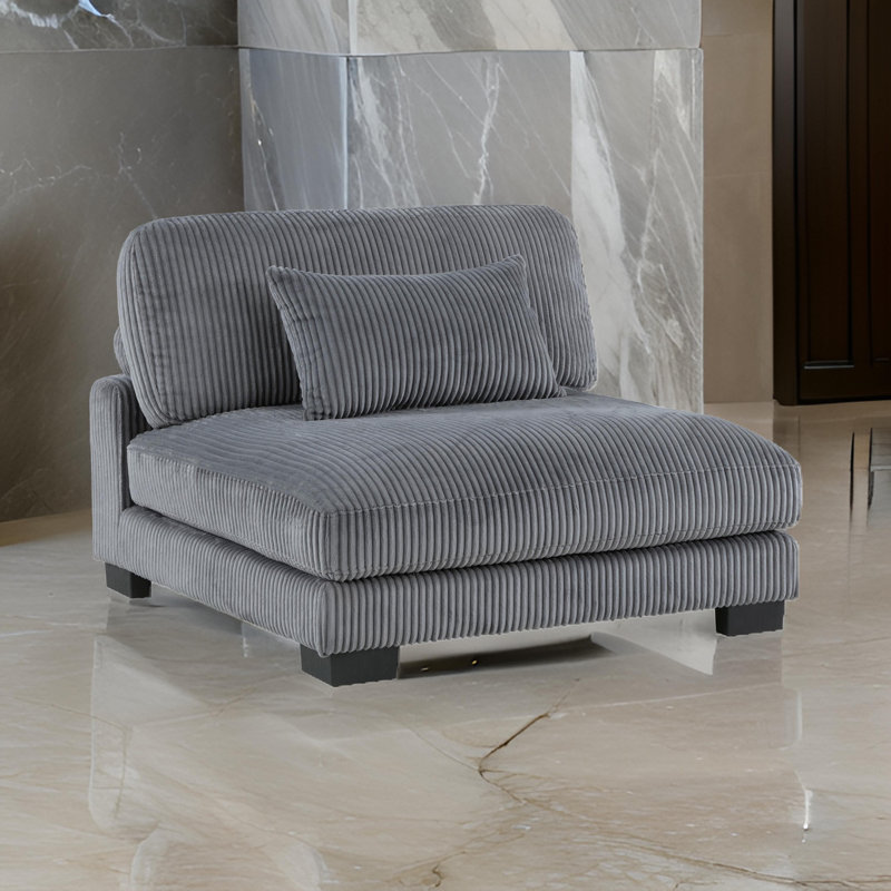 Fauteuil d'appoint 45 po Deraney avec revêtement en velours côtelé, dossier réglable et coussin lombaire assorti