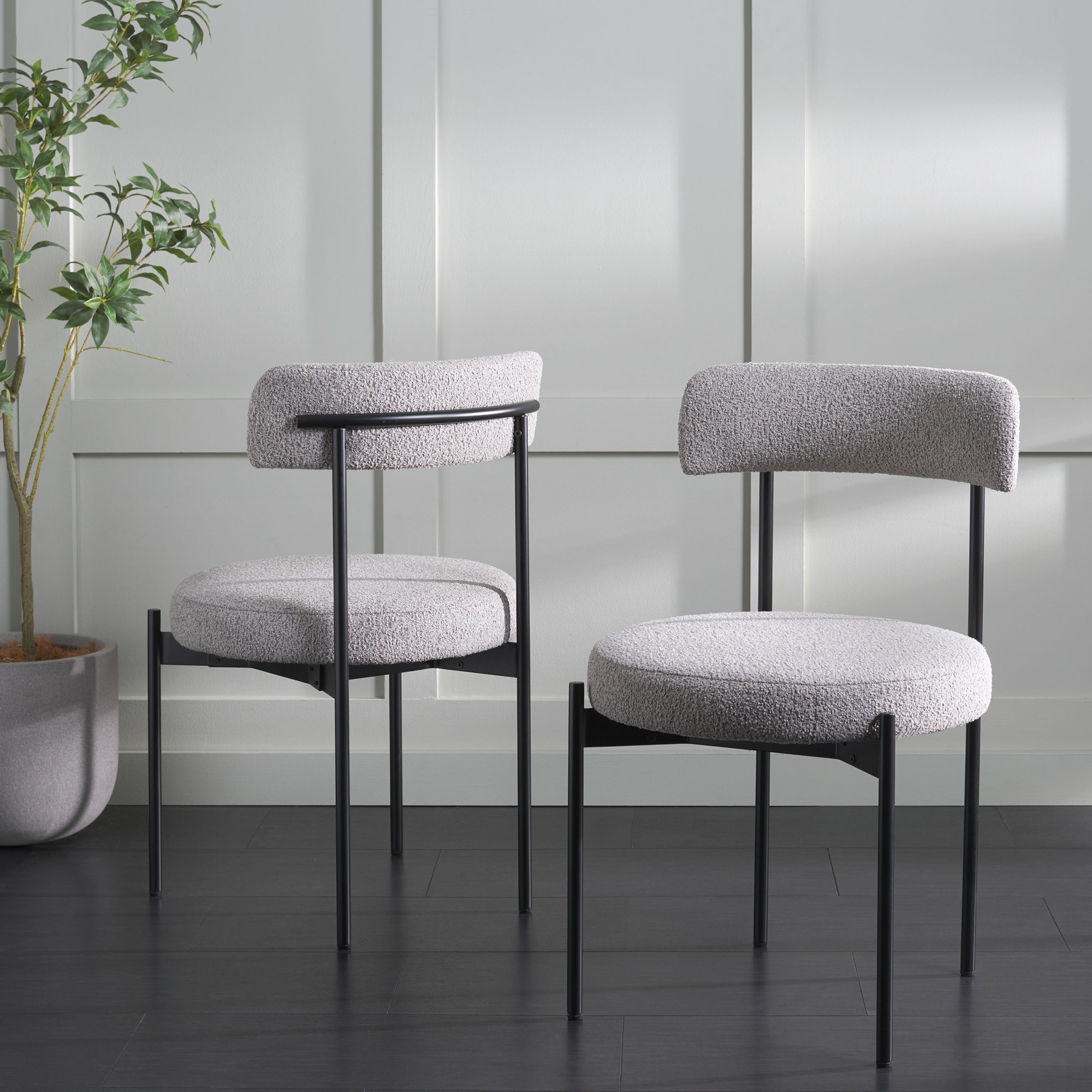 Liana Boucle Dining Chair, Gray