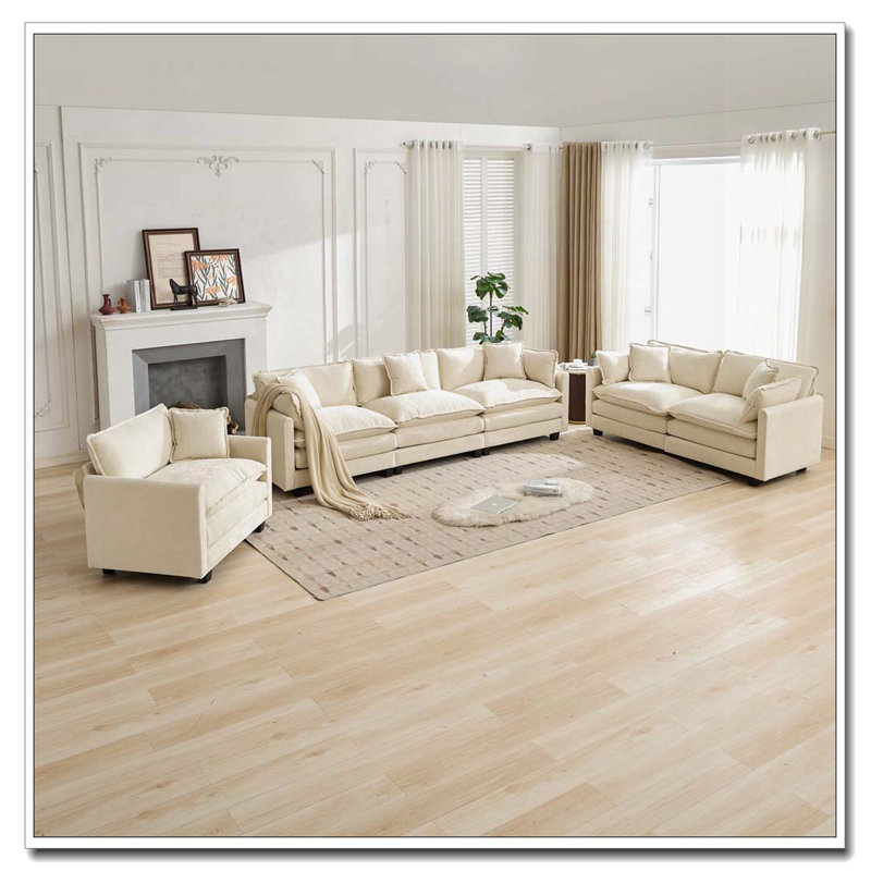Fauteuil club en tissu d'ameublement en chenille, Beige