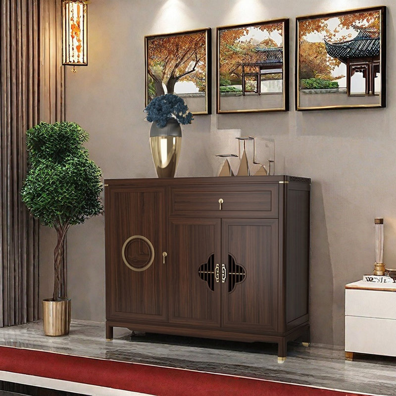 Modern Chinese Solid Wood Sideboard, 35.4" H x 43.3" W x 15.7" D