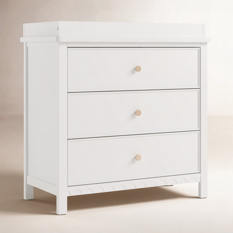 Commode 3 tiroirs avec plateau à langer Sasha, Blanc