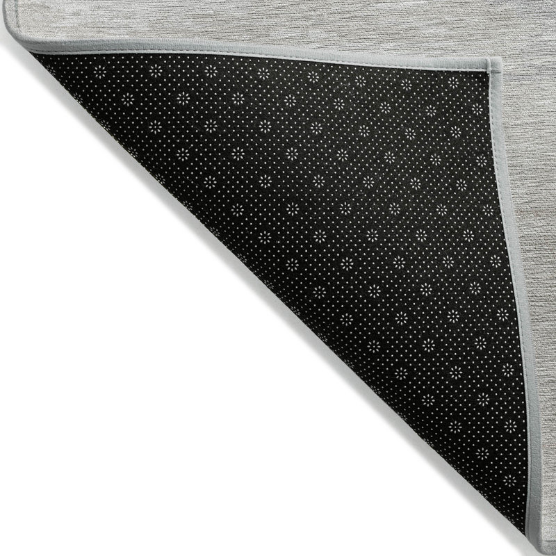 Round 8' Gray and Beige Synthetic Washable Rug