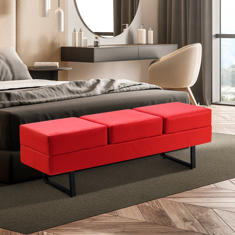 Banc de salle d'attente Spradley, banc de réception pour invités, similicuir, capacité de 650 lb, Rouge