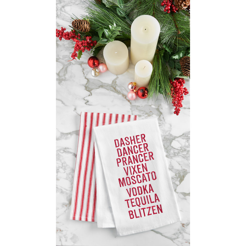 Torchon 100% coton Christmas Reindeer