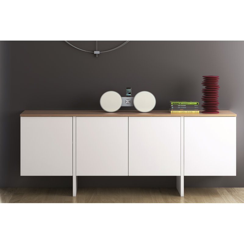 Dardanelle 78'' Sideboard, Matte White/Oak