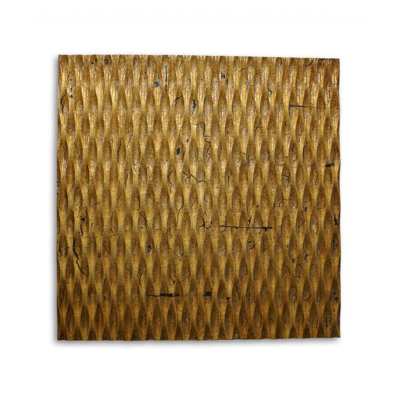 Raw Wood Look Square Wall Art, Gold, 36" H x 36" W x 1" D