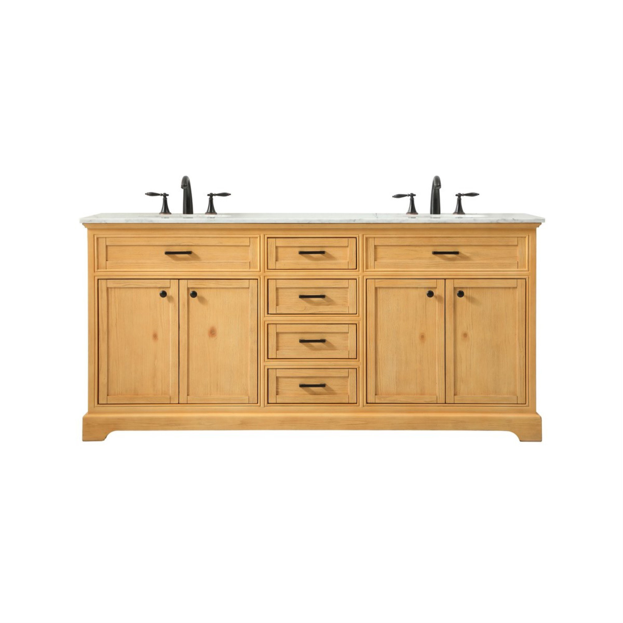 Hermes 72'' Double Bathroom Vanity, Natural, Carrara White