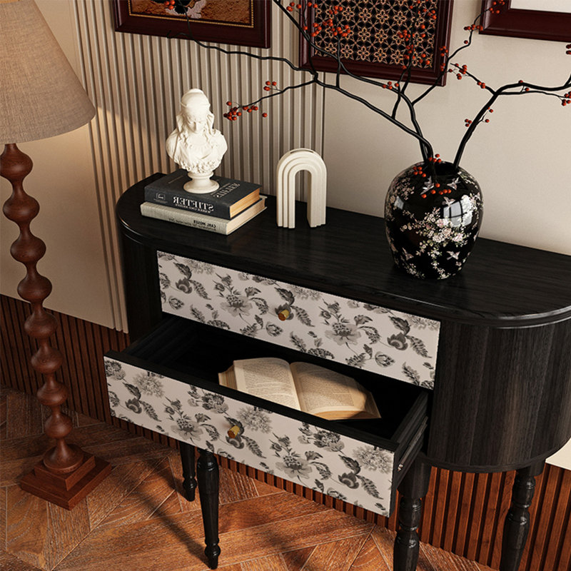 Console rétro élégante avec 2 tiroirs, H 35,43 po x l 39,37 po x P 11,81 po