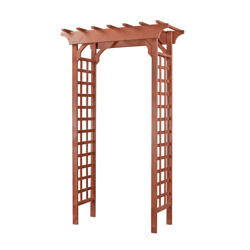 Medium Brown Western Red Cedar Garden Arbor with Double Lattice Panels