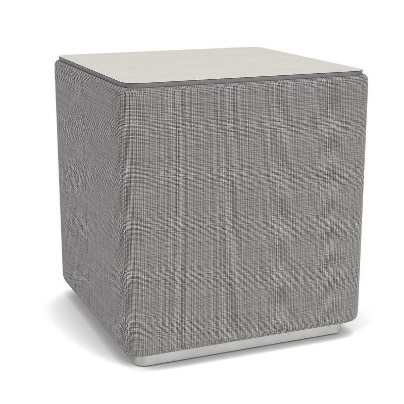 Darsey Lounge Reception Cube Table With Laminate Top, Silver;Chambray Grey, 16", White Twill