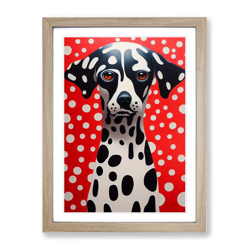 XV1022-4160X Spotted Dog - Single Picture Frame Print, 46cm H x 34cm W x 2cm D, Oak