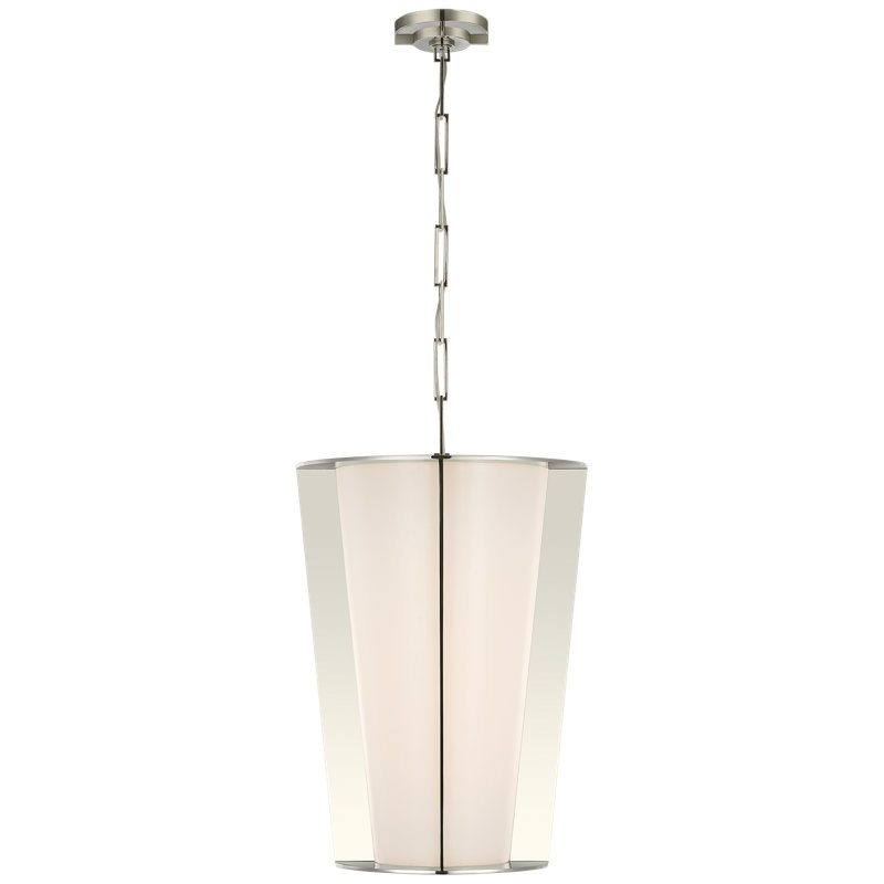 Barbara Barry Phinn 18" Lantern with White Glass, Polished Nickel