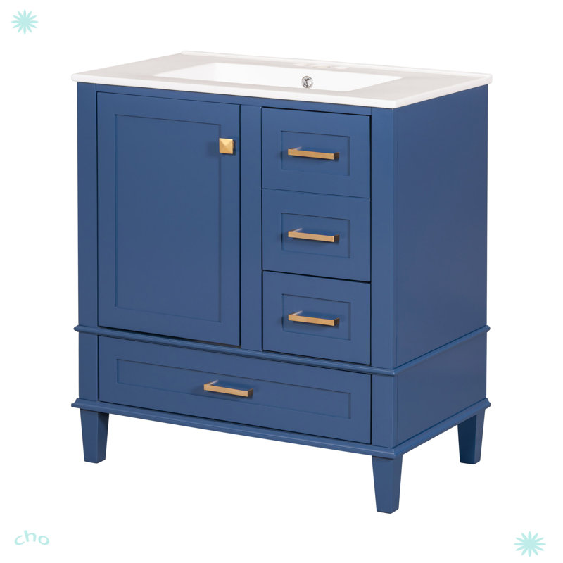 Ensemble de meuble-lavabo moderne 30 "avec lavabo, Bleu