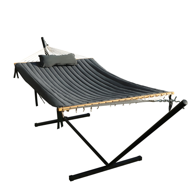 Maegan 2 Person Spreader Bar Hammock with Stand, Gray