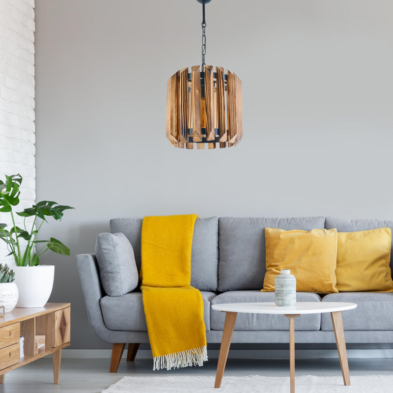 1 - Light Walnut/Black Single Pendant