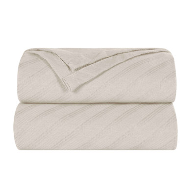 Jeté 100% coton Blue Nile Mills - Jacquard à rayures diagonales - Accent léger toutes saisons