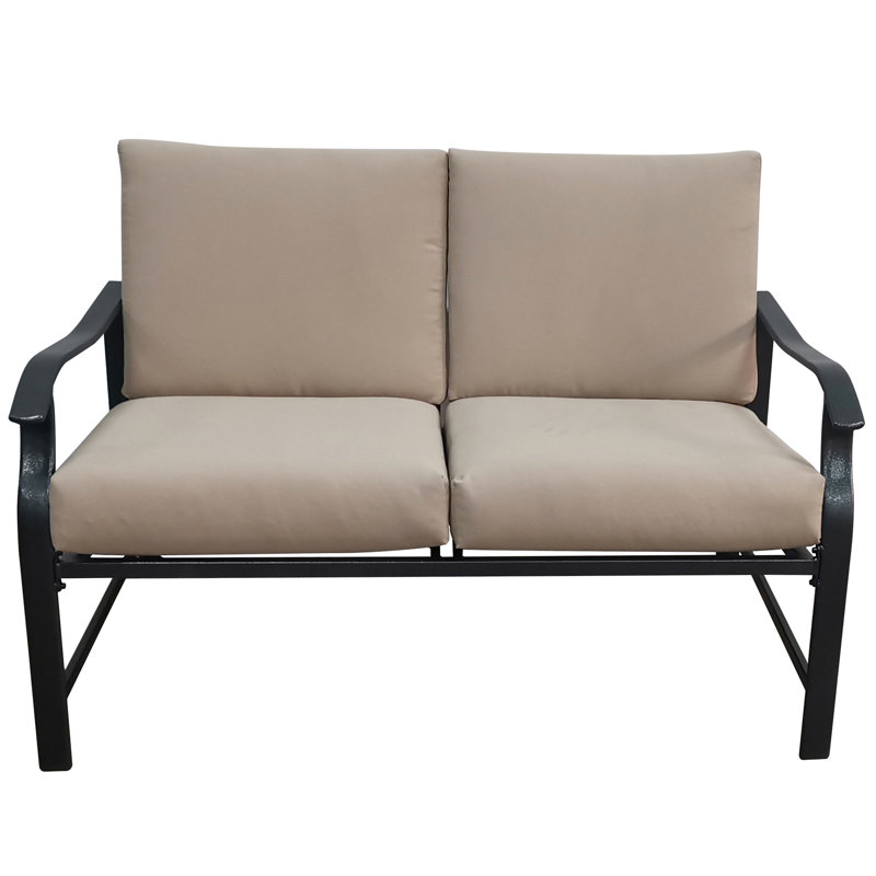 Et table B - Mobilier de salon en métal noir, mobilier contemporain, Coussin beige, structure noire