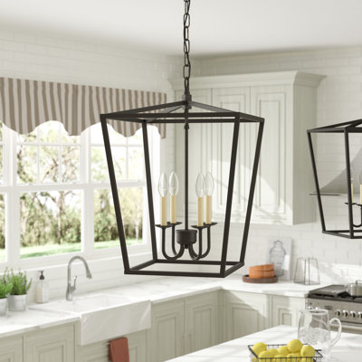 Finnick 4-Light Dimmable Iron Geometric Lantern Chandelier