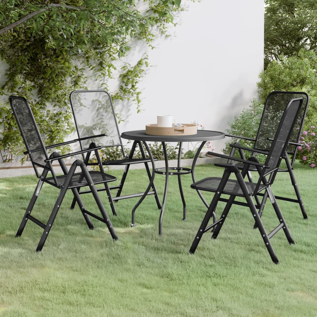 Dakota Fields 5 Piece Garden Dining Set Expanded Metal Mesh Anthracite