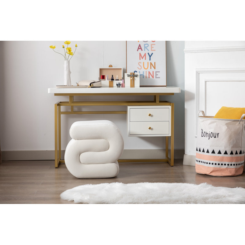 Repose-pieds avec repose-pieds, Velours blanc