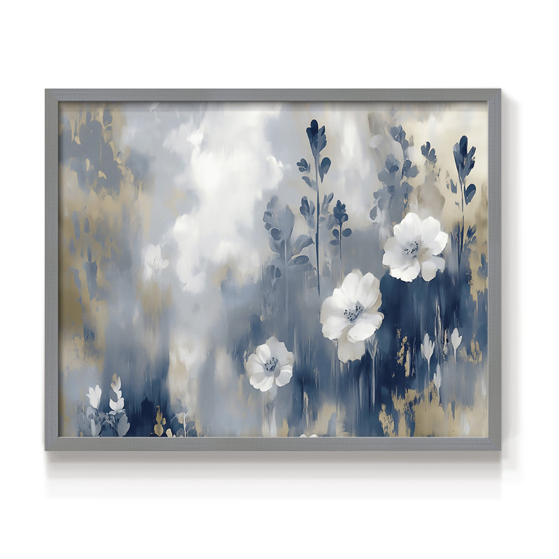 Série florale - LVI - impression encadrée - réarmable, H 11 po x l 14 po, Gris