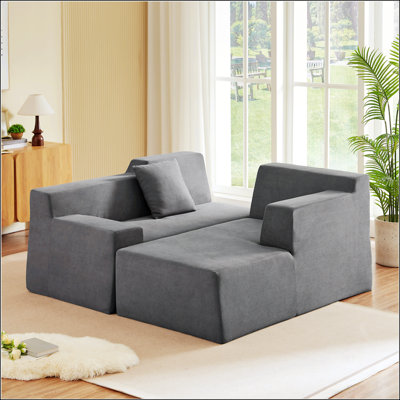 Modern Minimalist L-Shaped Corduroy High Back Sofa, Perfect For Comfort And Stylish Living Spaces.