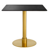 Dining Table Terzo Brushed Brass Finish - Central Pipe