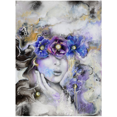 Coquelicots au clair de lune | Art de techniques mixtes | Décoration murale