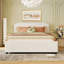 Upholstered Platform Bed With Stud Trim Headboard And Footboard And 4 Drawers No Box Spring Needed, Velvet Fabric, Queen Size