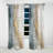 Damaa Beige Blue Gold Ocean Storm V - Abstract Shapes Curtain - Velvet Room Darkening - 1 panel-784289480