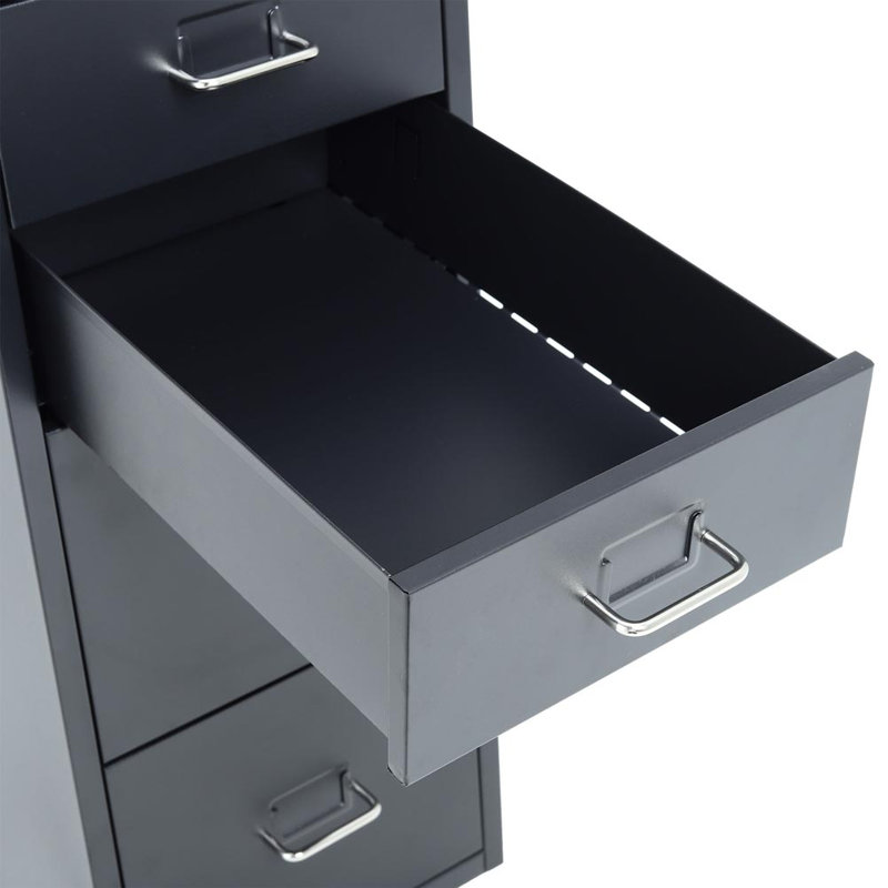 Eulos 28cm Wide 4 -Drawer Mobile Solid Wood File Cabinet, Black