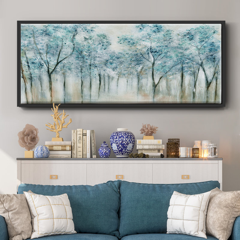 Bleu printemps - toile encadrée, H 12 po x l 30 po