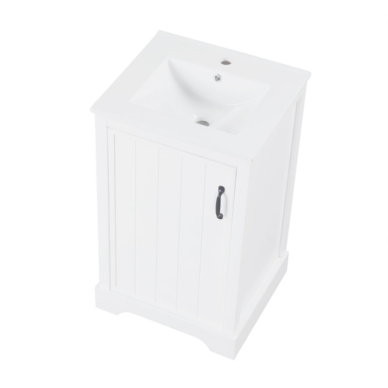 Meuble-lavabo de 20 po avec lavabo et armoire de salle de bain, Blanc
