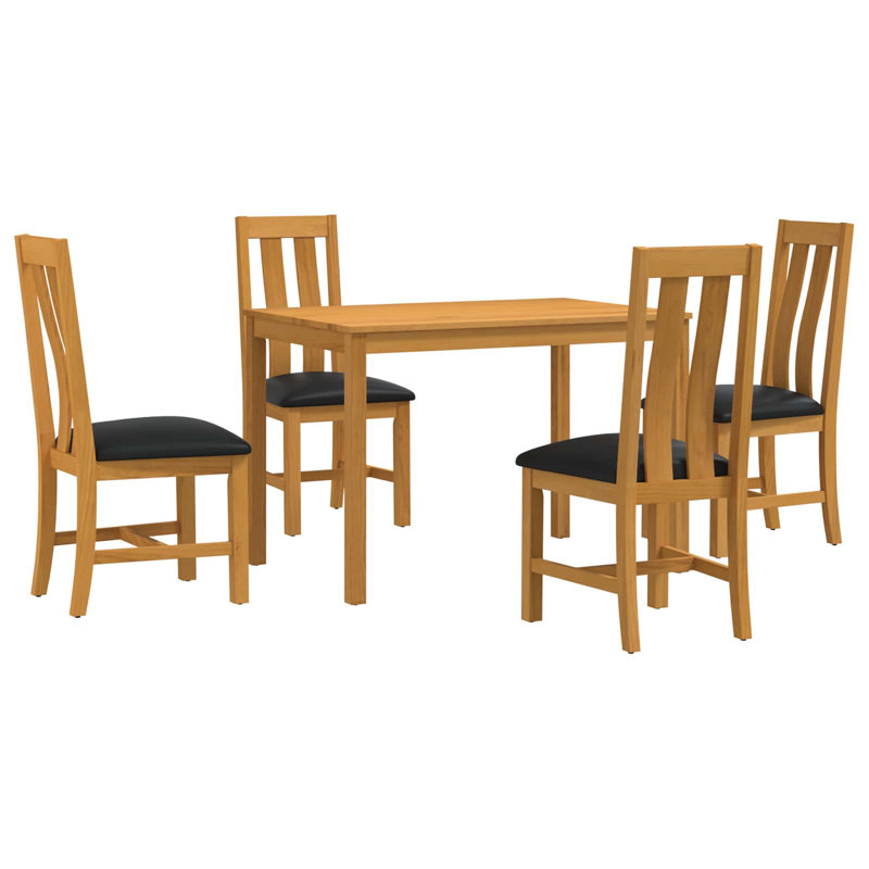4 -Person Oak Solid Wood Dining Set, Black, Black, Black, Black