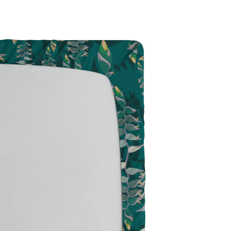 Drap-housse Ambesonne, Drap-housse de taille simple, Bleu sarcelle / bleu cadet / motif floral moutarde