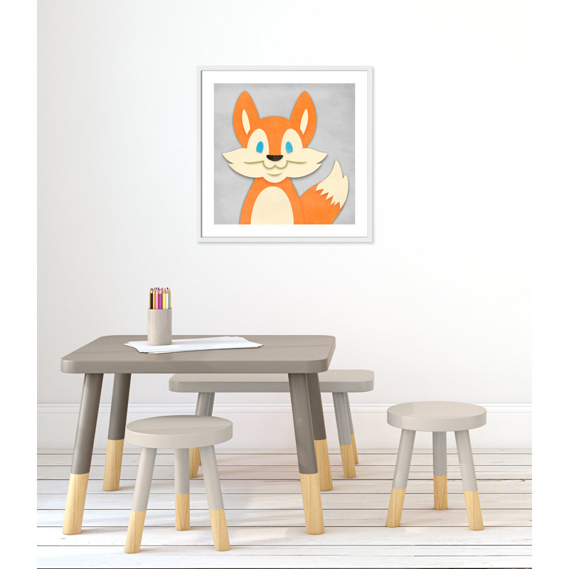 «Cheery Fox», impression sur papier, 26.5" H x 26.5" W x 1.18" D, Encadré de boîte blanc