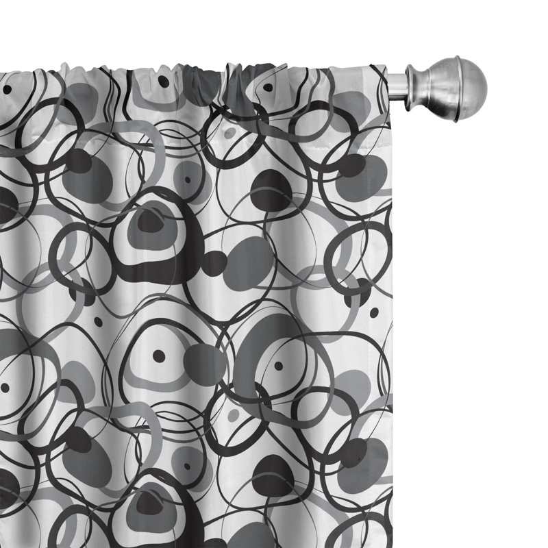 Abstract Geometric Semi-Sheer Rod Pocket Sliding Panel, 28" x 63"