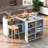 K&K Rolling Kitchen Island With Extended Table, Kitchen Island On Wheels With LED Lights,Power Outlets And 2 Fluted Glass Doors, Kitchen Island With A Storage Compartment And Side 3 Open Shelves, Grey-2094418939