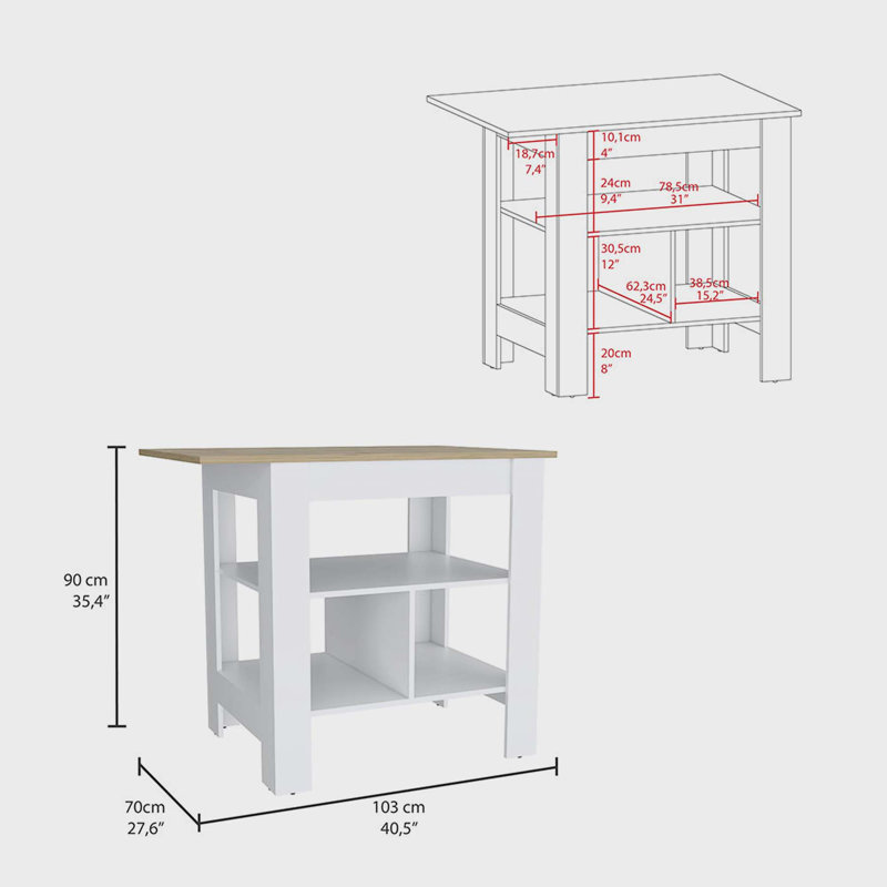 Prescillia Wood Kitchen Island
