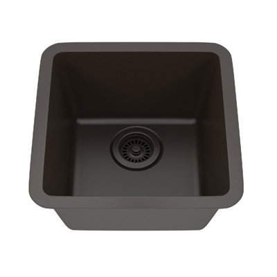 15 Inch Platinum Quartz Composite Drop-in Undermount Single Bowl Kitchen Sink -  Lexicon Quartz, LP-1515-B-SO