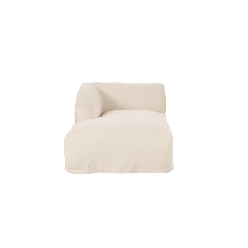 Chaise avec accoudoir à gauche Wilde, Toile crème crème
