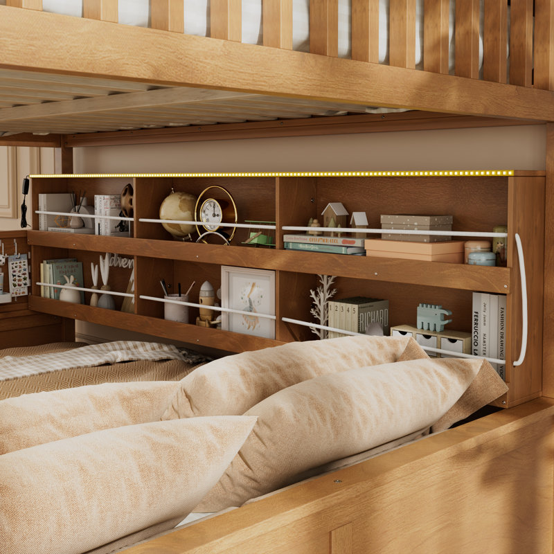 Lit superposé double très grand polyvalent avec rangement, design moderne et structure en bois massif