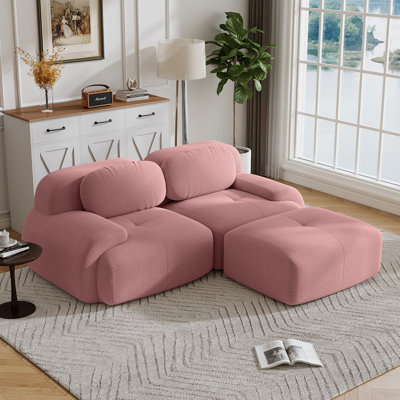 Boneless L-Shaped Modular Sofa Luxurycorduroy Fabric Fabric 32D High-Resilience Sponge For Living Rooms Bedroom