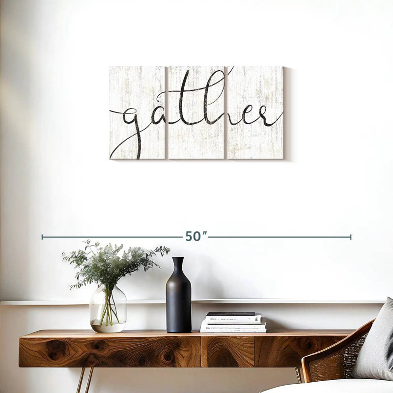 «Gather Calligraphy», reproduction d'art sur toile, H 15 po x l 32 po x P 1,25 po