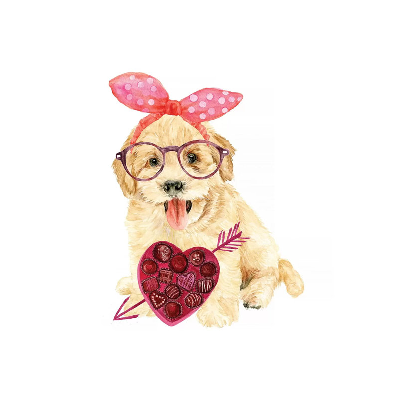 Valentine Puppy IV by Melissa Wang - Wrapped Canvas Painting, 93.98cm H x 93.98cm W x 1.91cm D