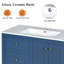 Meuble-lavabo sur pied 36 po avec lavabo en céramique, armoire de rangement avec 2 tiroirs et tablette en bois massif et panneau de fibres à densité moyenne