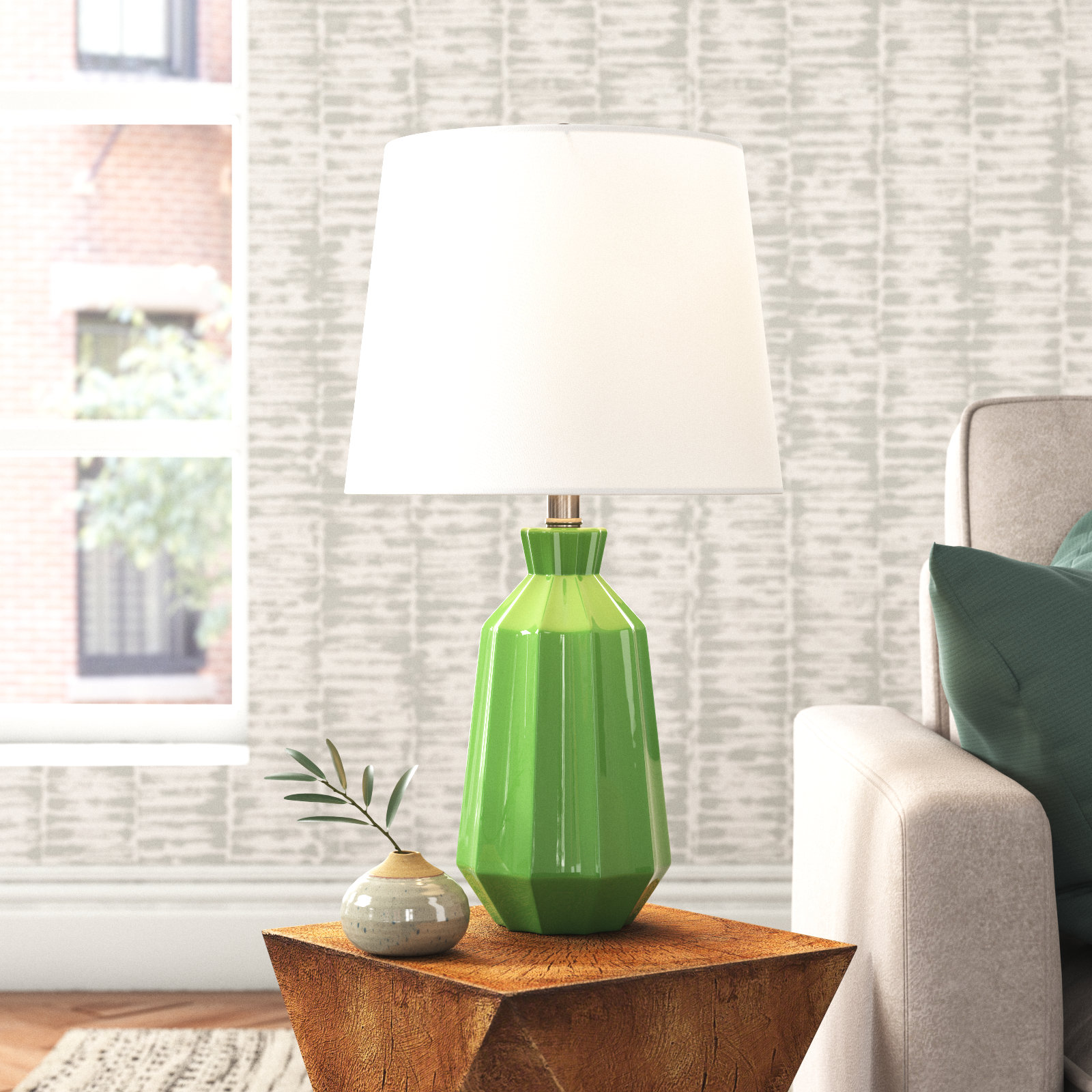 Jeanette Ceramic Table Lamp, Green
